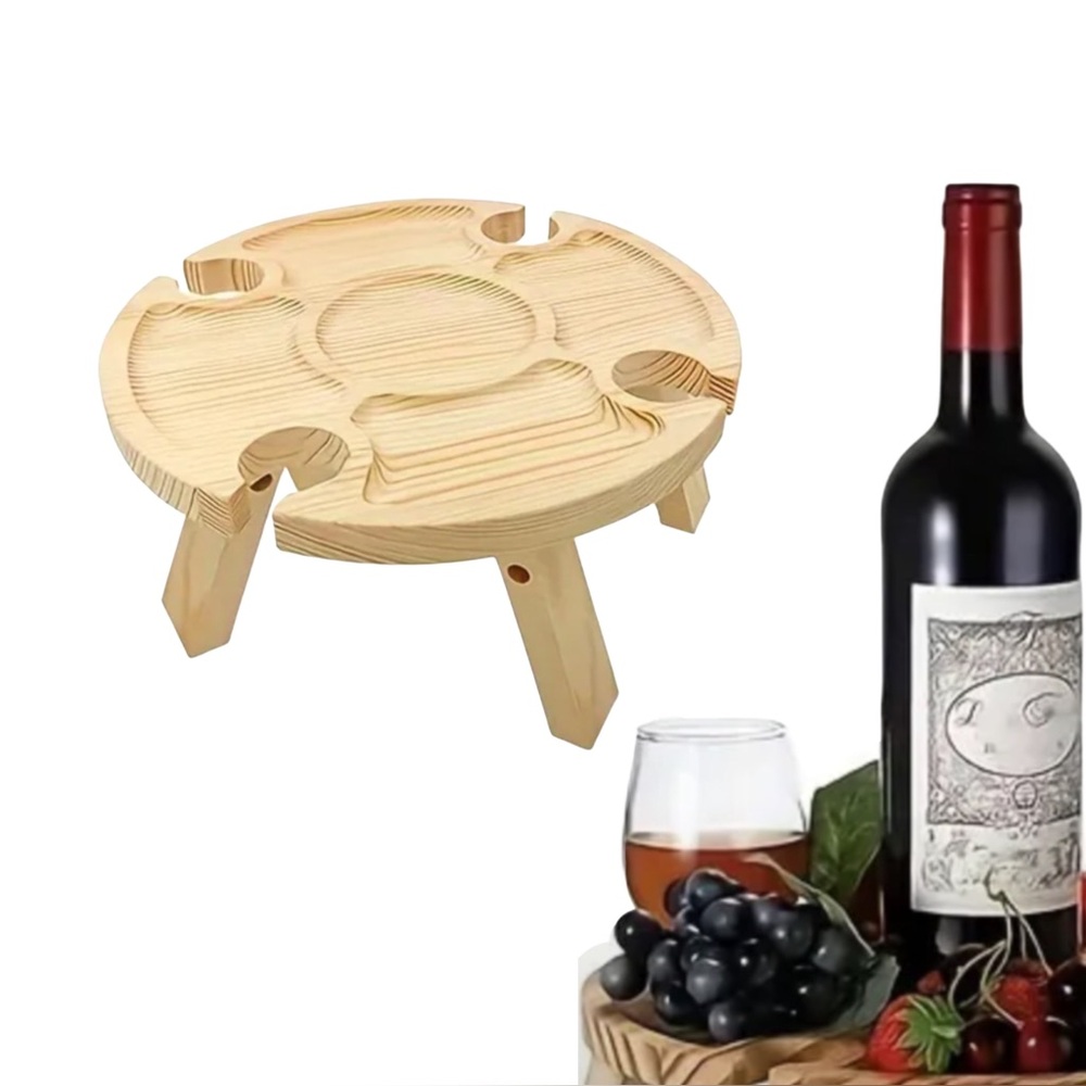 Natural Wood Wine & Snack Table